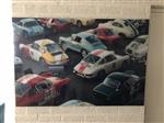 Wanddecoratie kunst op glas, Full color oldtimer & Porsche, zeer fraai!!