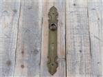 1 Lange deurplaat-kotten- plaat in messing patina, Biedermeier deurbeslag, mooi!