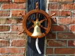 Stuurwiel met Bel - Hardhout - Wandbel Messing
