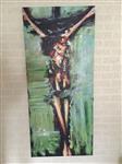 Fors en fraai abstract olieverfdoek van: Jezus aan het kruis.