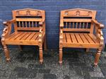 Antieke set stoelen, handgemaakt mooi houtsnijwerk. koloniaal hout, 1 MALIG!!
