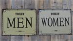 Set tekens voor WC deuren - tin plate- Woman & Men. LAATSTE!!