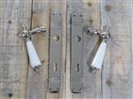 Retro Style deurbeslag set nikkel - deurknoppen met porseleinen handvaten wit.