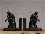 Set Boekensteunen - De Denker - Gietijzer - Brons-look