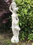 Beeld Vrouw met Waterkruiken en Wateruitloop - 135 cm - Steen