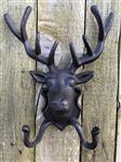 Hertenhoofd met gewei en 2 kledinghaken, Garderobekapstok voor jachtliefhebbers!!