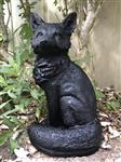 Vos,  stenen beeld,  vos dierfiguren, vos tuinbeelden., steen zwart
