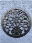 Wandornament rond, sier gesneden, zwart-bruin, small