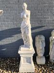 Prachtig stenen beeld van Venus van Milo op sokkel, een bekend en fraai beeld.