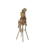 Een bronzen beeld/sculptuur van een dame op barkruk (13)