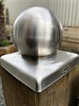 Paal cover RVS met bol, 10 x 10.