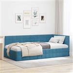 vidaXL Hoekbedframe met hoofdeinde Blauw 100 cm x 200 cm Fluweel