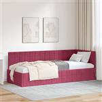 vidaXL Hoekbedframe met hoofdeinde Wijnrood 80 cm x 200 cm Fluweel