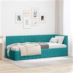vidaXL Hoekbedframe met hoofdeinde Turquoise 80 x 200 cm Fluweel