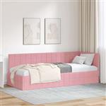 vidaXL Hoekbedframe met hoofdeinde Roze 80 x 200 cm Fluweel