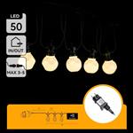 Lichtstring warmwit 8 meter (3+5) - 10 LED's milky | sproeidicht IP44 - koppelbaar (max 5) | 230VAC 