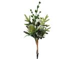 Kersthanger Winters Groen, distel met Clip Groen Wit 22 cm Per Stuk