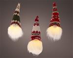 LED Gnoom, Santa 20 cm, warm wit, batterij en timer, voor binnen, Lumineo Set van 3