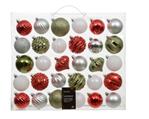 Kerstballen en ornamenten 7 cm Rood Wit Groen mix onbreekbaar doos 30 stuks