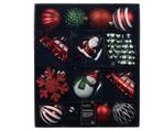 Kerstballen 8 cm Rood Groen Wit gestreept mix onbreekbaar doos 25 stuks