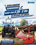 Solis 20 / 26 minitractor NIEUW + GRATIS hakselaar in november