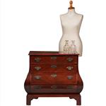 Kleine  Haagse commode in mahonie  3-zijdig gebogen met 4 laden (No.342015)