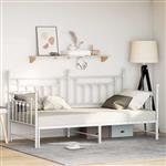 vidaXL Bedframe voor een daybed met hoofdeinde Wit 107 x 203 cm Staal