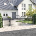 vidaXL Tuinhekgate met gebogen top Grijs 500 x 100 cm Staal