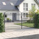 vidaXL Hekpoort met slot Grijs 400 x 200 cm Staal