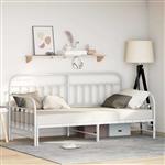 vidaXL Bedframe voor een daybed met hoofdeinde Wit 100 x 190 cm Staal