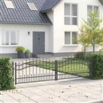 vidaXL Hekpoort met Spear Boven met slot Grijs 305 x 75 cm Staal