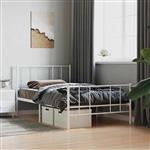 vidaXL Bedframe met hoofd- en voeteneinde metaal wit 90x200 cm