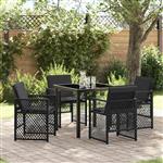 vidaXL Tuin Eetset 5 pcs Zwart poly rattan