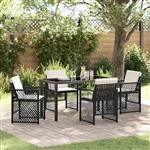 vidaXL Tuin Eetset 5 pcs Zwart poly rattan