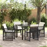 vidaXL Tuin Eetset 5 pcs Zwart poly rattan