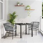 vidaXL Tuin Eetset 3 pcs Grijs Poly riet