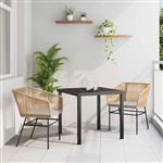 vidaXL Tuin Eetset 3 pcs Bruin Poly riet