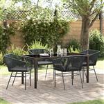 vidaXL Tuin Eetset 5 pcs Zwart Poly riet