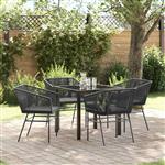 vidaXL Tuin Eetset 5 pcs Zwart Poly riet