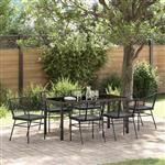 vidaXL Tuin Eetset 7 pcs Zwart poly rattan