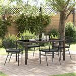 vidaXL Tuin Eetset 5 pcs Zwart poly rattan