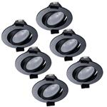 LED Inbouwspot Zwart Kantelbaar - 530 lumen - Dim to Warm - IP54 - 6W - 6 stuks
