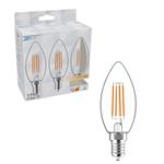 LED Filament Kaars E14 - 470 lumen - Warmwit 2700K - 4,5W - 3 stuks