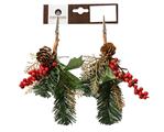 Kersthanger Dennengroen en besjes met Clip Rood Groen 22 cm Per Stuk