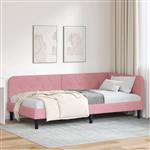 vidaXL Hoekbedframe met hoofdeinde Roze 90 x 190 cm Fluweel