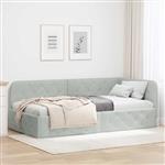 vidaXL Hoekbedframe met hoofdeinde Lichtgrijs 100 x 200 cm Fluweel