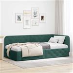 vidaXL Hoekbedframe met hoofdeinde Donkergroen 90 x 190 cm Fluweel