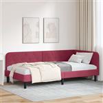vidaXL Hoekbedframe met hoofdeinde Wijnrood 90 x 190 cm Fluweel
