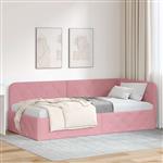 vidaXL Hoekbedframe met hoofdeinde Roze 90 x 190 cm Fluweel
