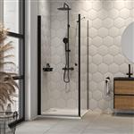 Douchecabine Sealskin Hooked Draaideur met Zijwand 90x90x200 cm Helder Glas Mat Zwart